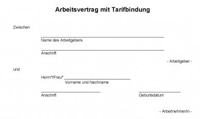 Arbeitsvertrag mit Tarifbindung Berlin MS Word
