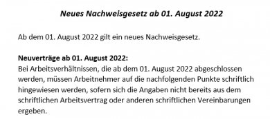 Nachweisgesetz ab 01. August 2022 Berlin MS Word
