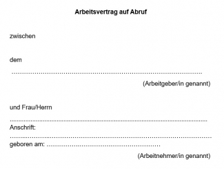 Arbeitsvertrag Abrufarbeit Berlin MS Word