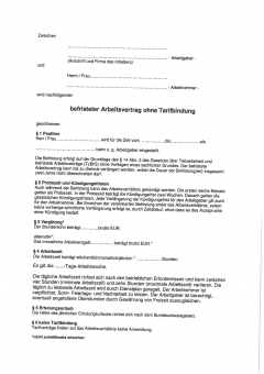 Befristeter Arbeitsvertrag Berlin, ohne Tarifbindung PDF