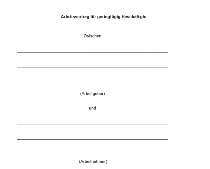 Arbeitsvertrag geringfügig Beschäftigte Berlin MS Word