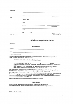 Arbeitsvertrag Berlin, Abrufarbeit PDF