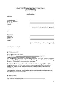 Muster-Arbeitsvertrag Mecklenburg-Vorpommern PDF
