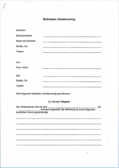 Befristeter Arbeitsvertrag Mecklenburg-Vorpommern PDF