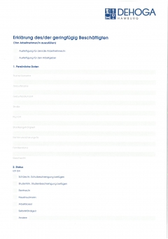 Erklärung des/der geringfügig Beschäftigten; Hamburg 