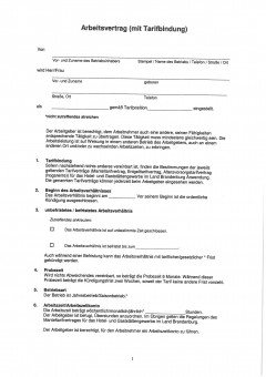 Arbeitsvertrag mit Tarifbindung für das Land Brandenburg PDF