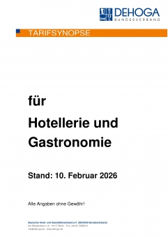 Tarifsynopse 2026 für Hotellerie und Gastronomie PDF